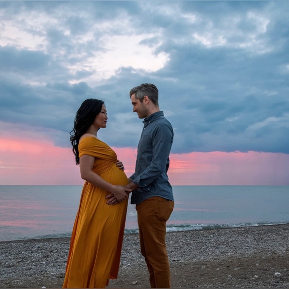 NWOT Maternity Dress for Baby Shower or Maternity Photoshoot; Yellow Maxi Dress - Picture 5 of 8